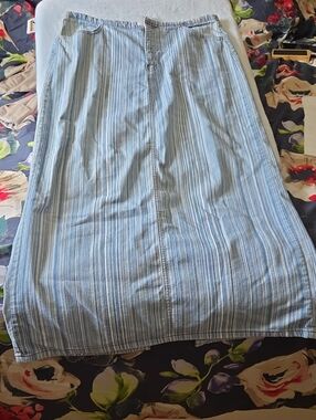 Light Blue DENIM Striped Women’s Maxi Skirt